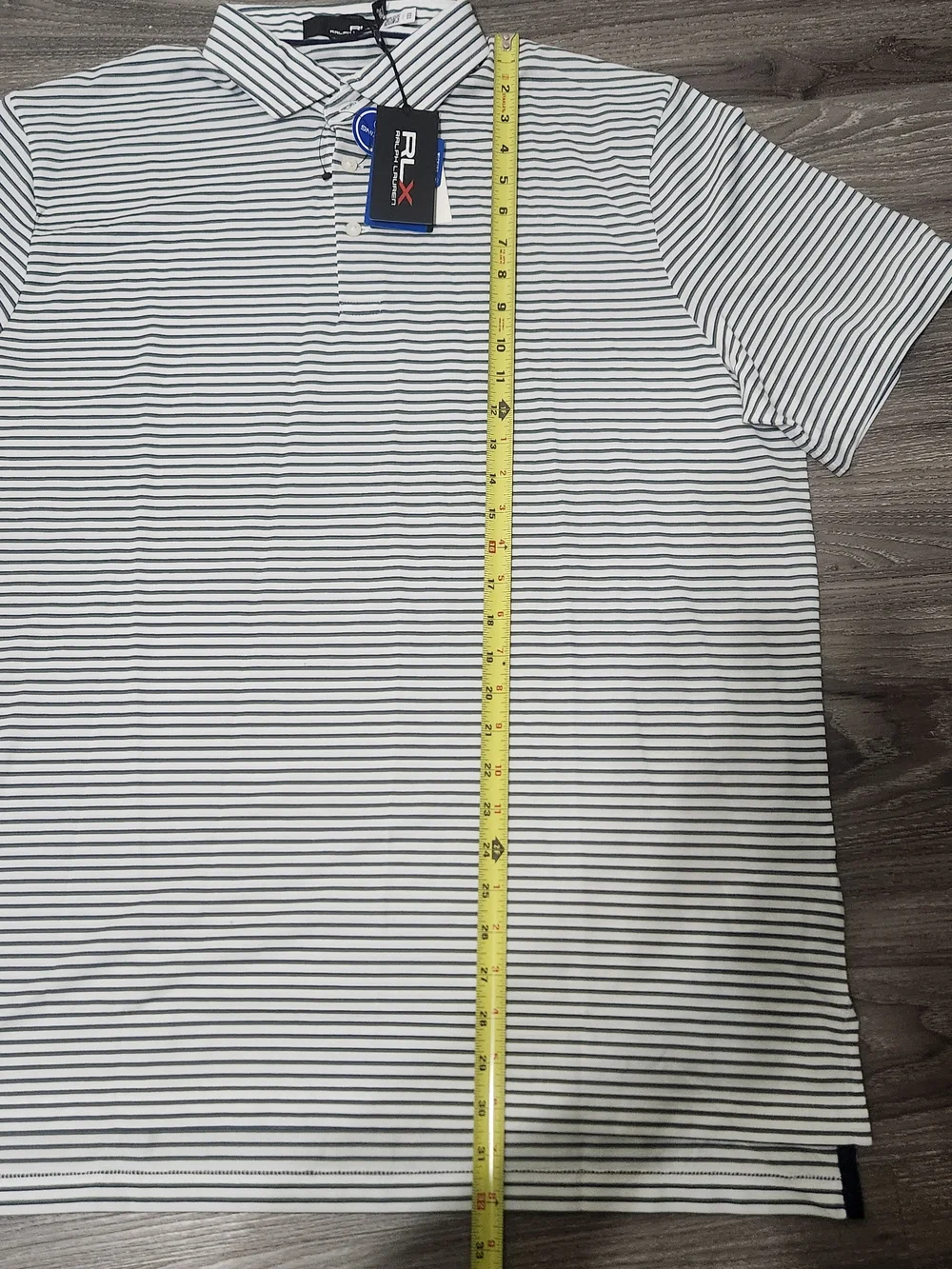 Ralph Lauren White and Navy Thin-Stripe Polo Shirt